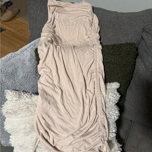 Ruched Beige Dress with Scrunch Tie Sides